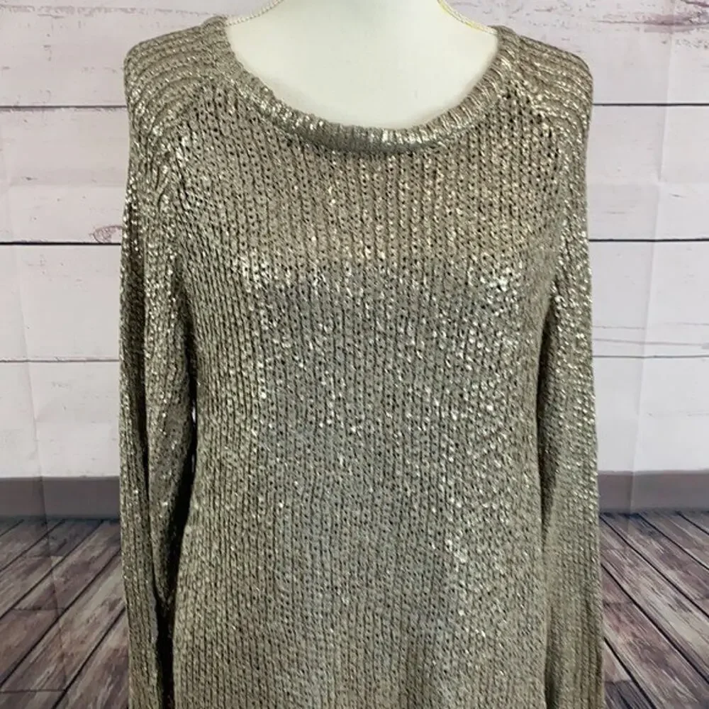 Chelsea Violet Sweater Tunic Womens Medium Knite Metallic Sparkle NYE Lined‎